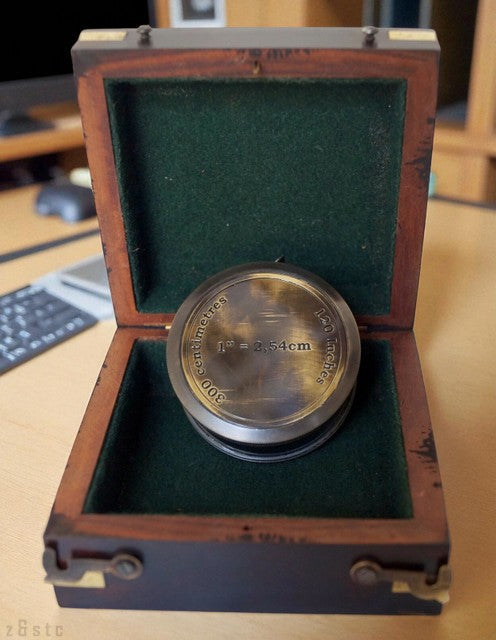 Antique Brass London Navy Measuring Tape – Vintage Desktop with Rosewood Box
