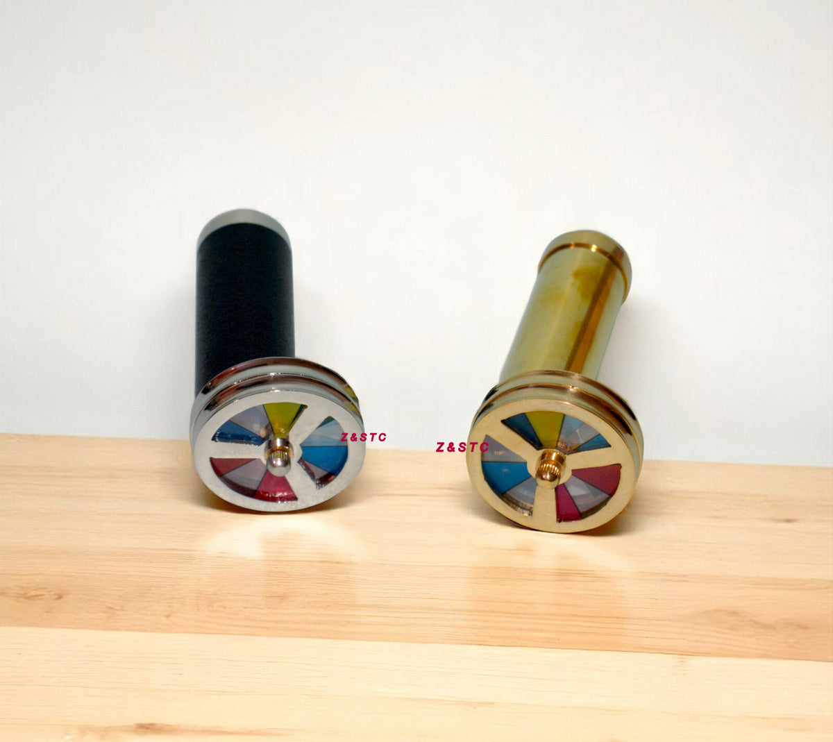 brass & Leather wrapped kaleidoscopes '2 pieces,handheld antique style decor