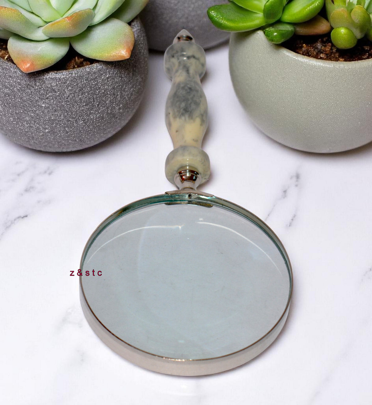 Vintage Brass Magnifying Glass Handheld Lens for Reading & Display