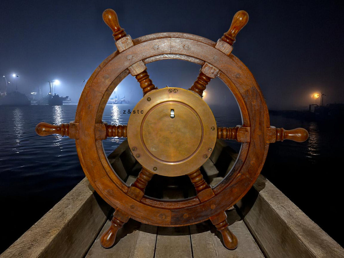 Maritime Ship Wheel Wall Clock – Nautical Theme Room Decoration