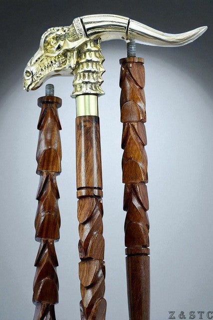 Vintage-Inspired Dragon Handle Wooden Walking Stick – Collectible Cane