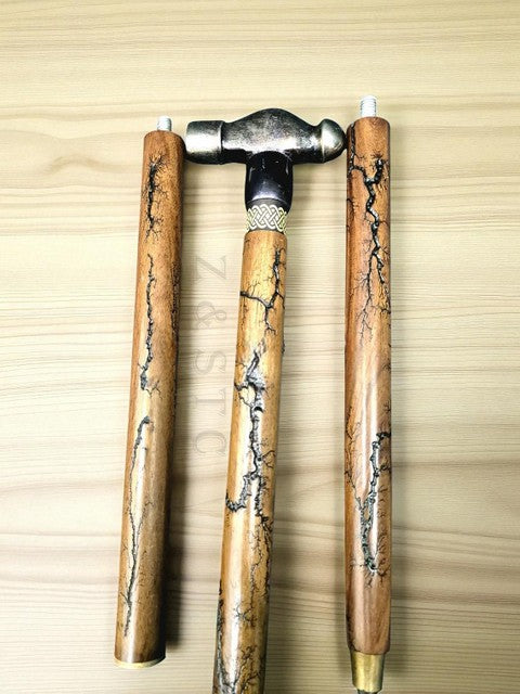 Handcrafted Victorian Walking Stick with Unique Solid Hammer Head Vintage Style