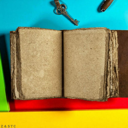 Handcrafted Vintage Leather Writing Notebook 6 Embossed Cover & Deckle Edge Page