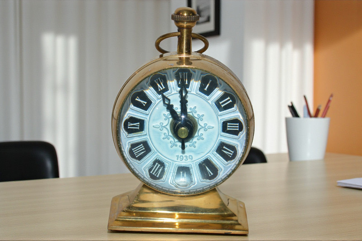 Nautical Brass Marine Clock – Antique Desk or Mantel Showpiece