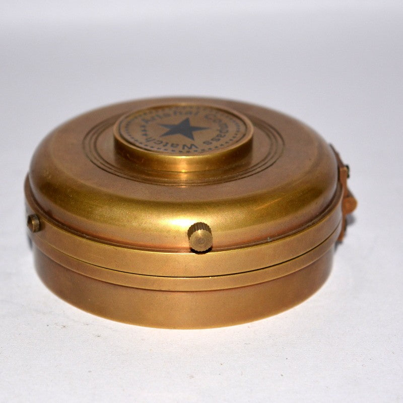 Vintage Brass Desk Clock with Magnetic Compass – Nautical Collectible Gift Item