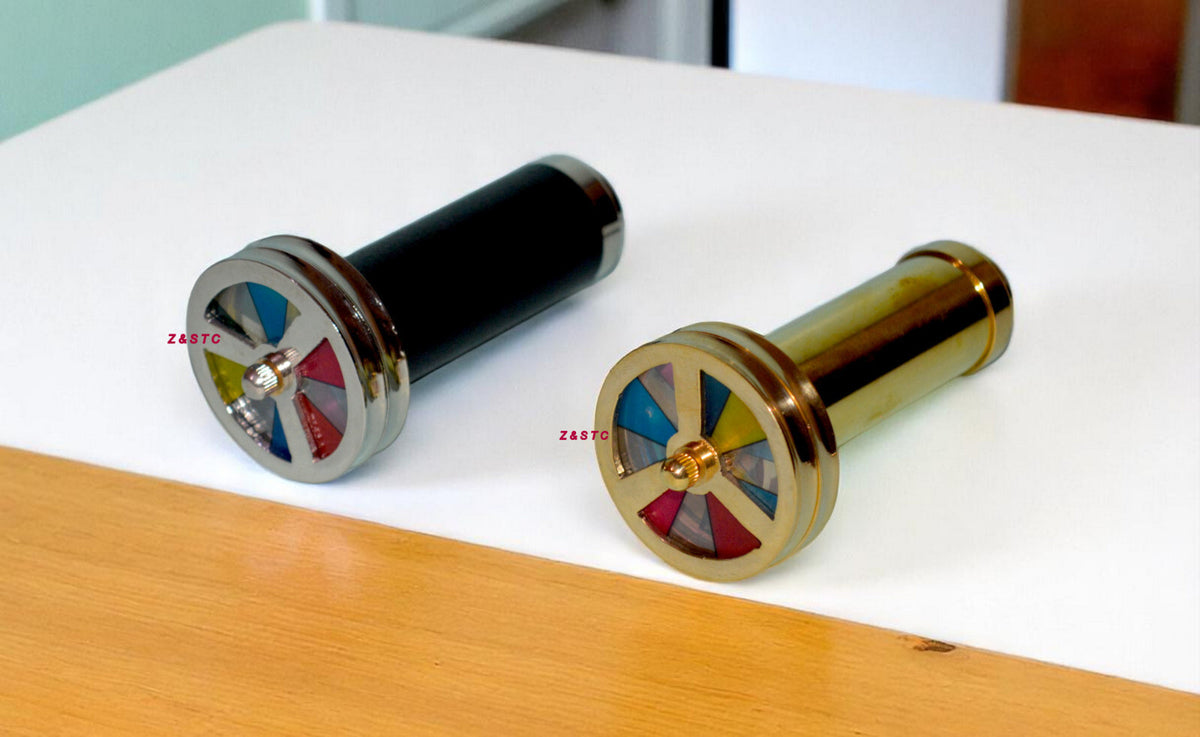 brass & Leather wrapped kaleidoscopes '2 pieces,handheld antique style decor