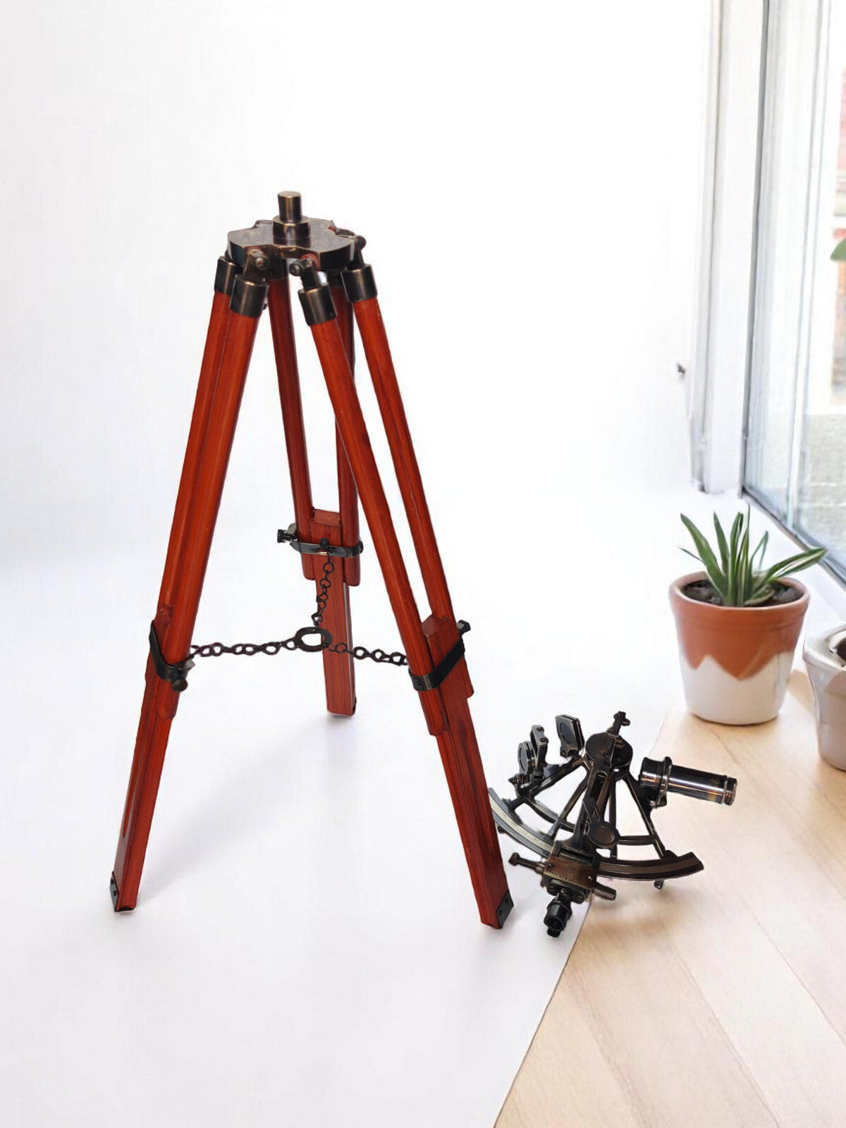 Nautical Brass Sextant on Tripod Stand – Collector’s Instrument Replica