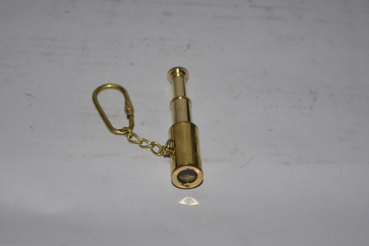 Pocket Telescope Brass Keychain – Mini Nautical Spyglass Key Ring for Travelers