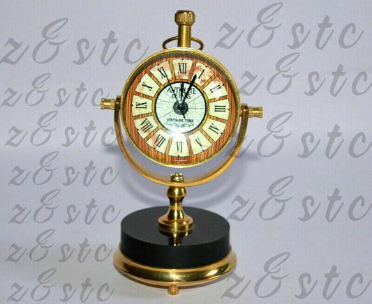 Collectible Brass Maritime Desk Watch – Vintage Clock on Marble Stand