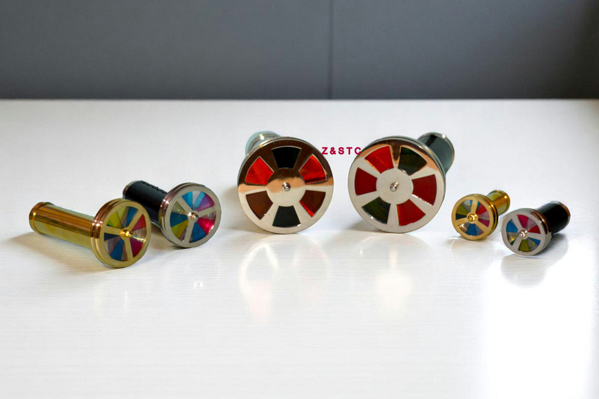 SET OF 6 HANDCRAFTED BRASS KALEIDOSCOPES VINTAGE STYLE COLLECTIBLE GIFTS
