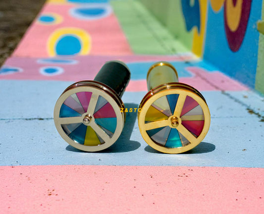 Set of 2 brass kaleidoscopes – unique vintage gifts for home decor