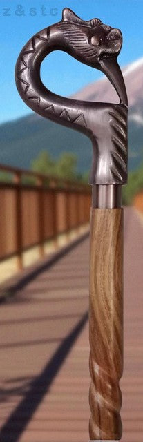 Handcrafted Vintage Style Wooden Walking Cane with Brass Handle