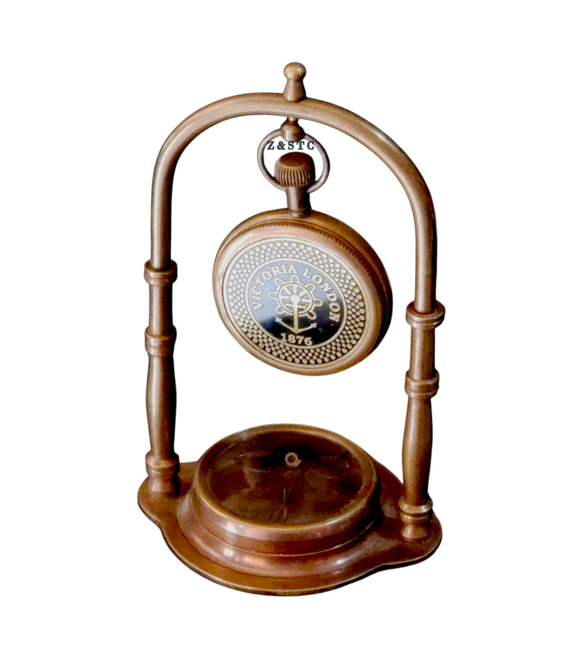 Elegant Brass Desk Clock with Compass Nautical Vintage Style, Perfect Gift