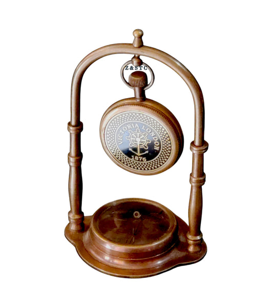 Elegant Brass Desk Clock with Compass Nautical Vintage Style, Perfect Gift
