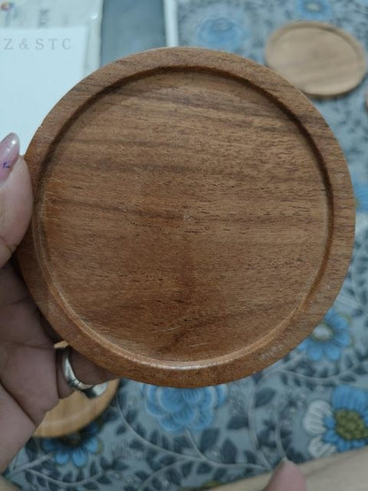 Natural Acacia Wooden Coaster Set – Rustic Drink Coasters for Coffee Tables.