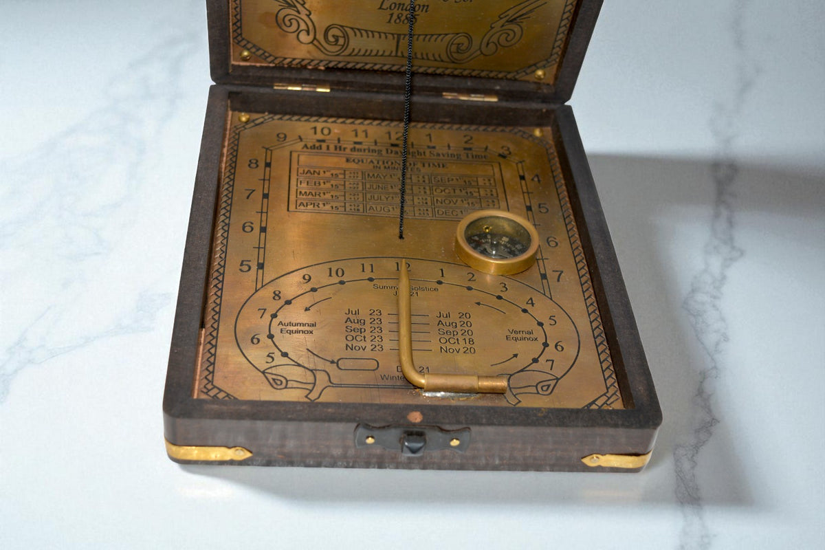 Antique Brass Sundial Compass – Henry Holmes & Co London 1885 SF Bay Box