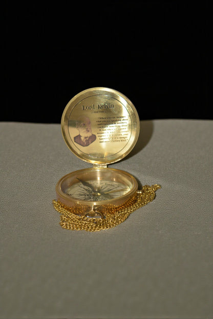 Vintage-Style Brass Compass – STV Lord Kelvin 1824–1907 Engraved Collectible