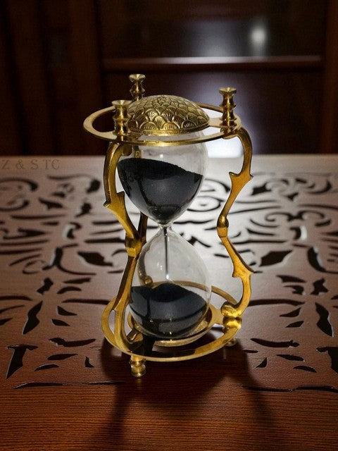 Vintage Brass & Glass Sand Hourglass – Nautical Maritime Timer