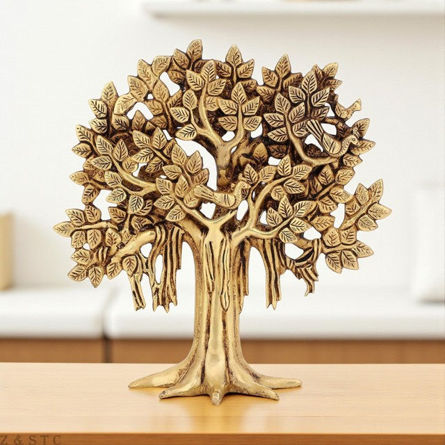 Brass Halloween lucky Tree– 9” Antique Polish Showpiece for Table & Home Decor