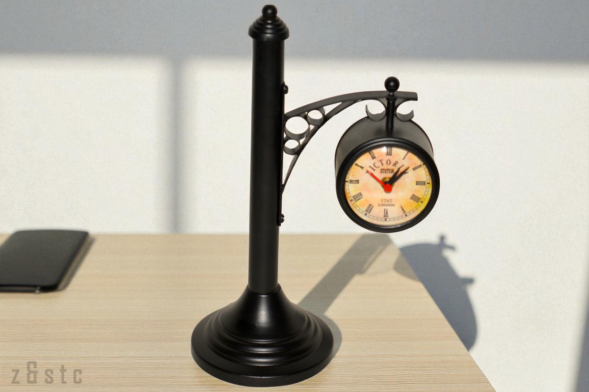 Vintage Style Brass Station Clock with Stand – Victoria London