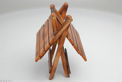 Portable Wooden Folding Table – Natural Brown Handmade Coffee/End Table 13"