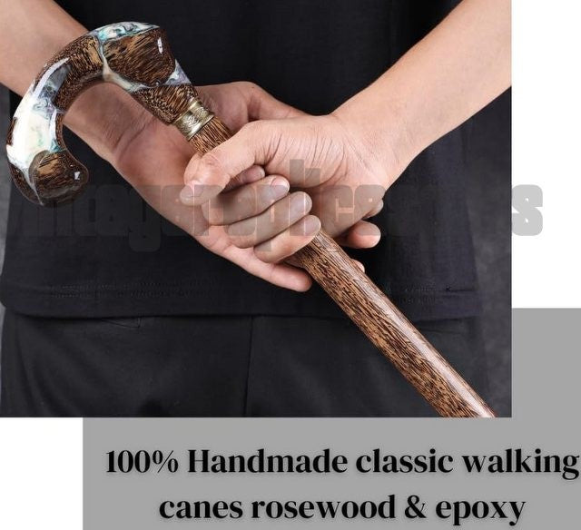 Premium Rosewood Walking Cane Lyptus Wood – Handmade Derby Style Stick 91cm