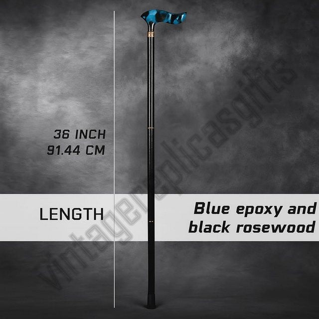 vintage Style Black Rosewood Cane Durable Walking Stick for Hiking & Daily Use