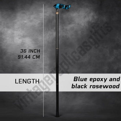 vintage Style Black Rosewood Cane Durable Walking Stick for Hiking & Daily Use