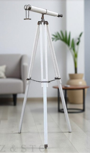 Antique-Style Brass Telescope 18" with Wooden Tripod Nautical Home Office Decor