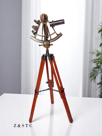 Nautical Brass Sextant on Tripod Stand – Collector’s Instrument Replica