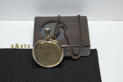 Classic Brass Pocket Watch with Black Wood Box – Retro Gifting Idea