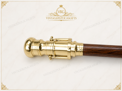 Victorian Brass Spy Telescope Walking Stick Wooden Cane 36" Antique Style