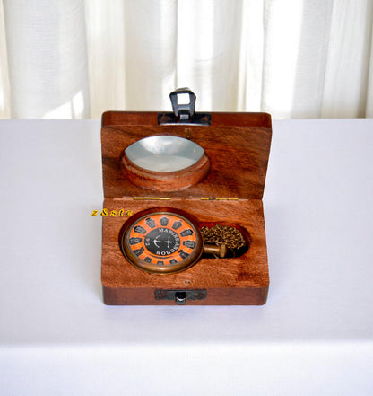 Antique style marine pocket watch – 1912 brass anchor design with box