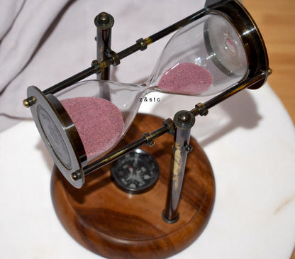 Antique Style Brass Sand Timer – 5 Min Hourglass Desk Decor