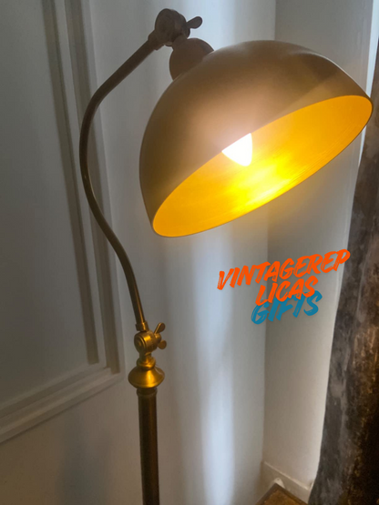 Antique Brass Finish Floor Lamp Adjustable Arm, 4.5ft Freestanding Reading Light