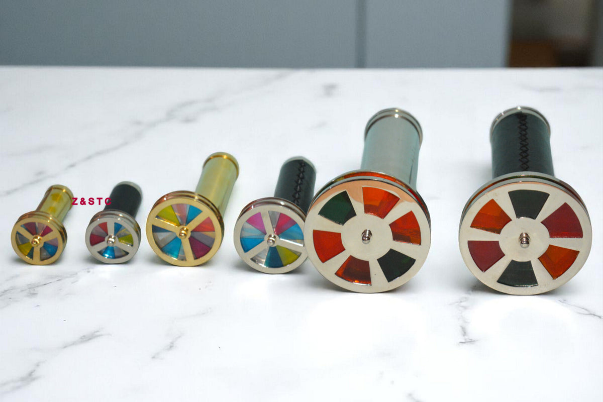 SET OF 6 HANDCRAFTED BRASS KALEIDOSCOPES VINTAGE STYLE COLLECTIBLE GIFTS
