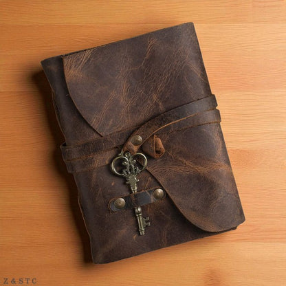 Handcrafted Vintage Leather Writing Notebook 6 Embossed Cover & Deckle Edge Page