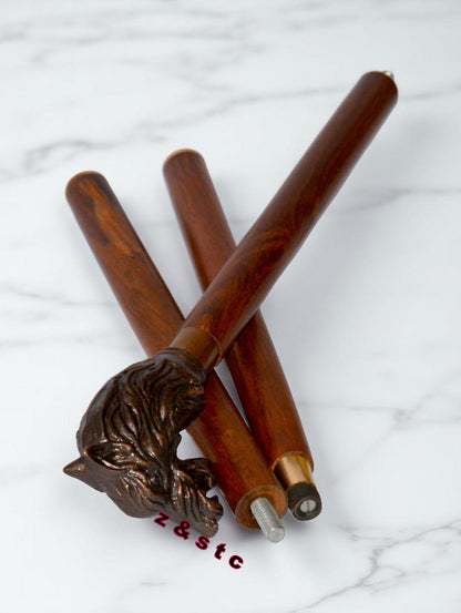 Wooden Walking Stick with Brass Lion Head Handle – Vintage Style Cane