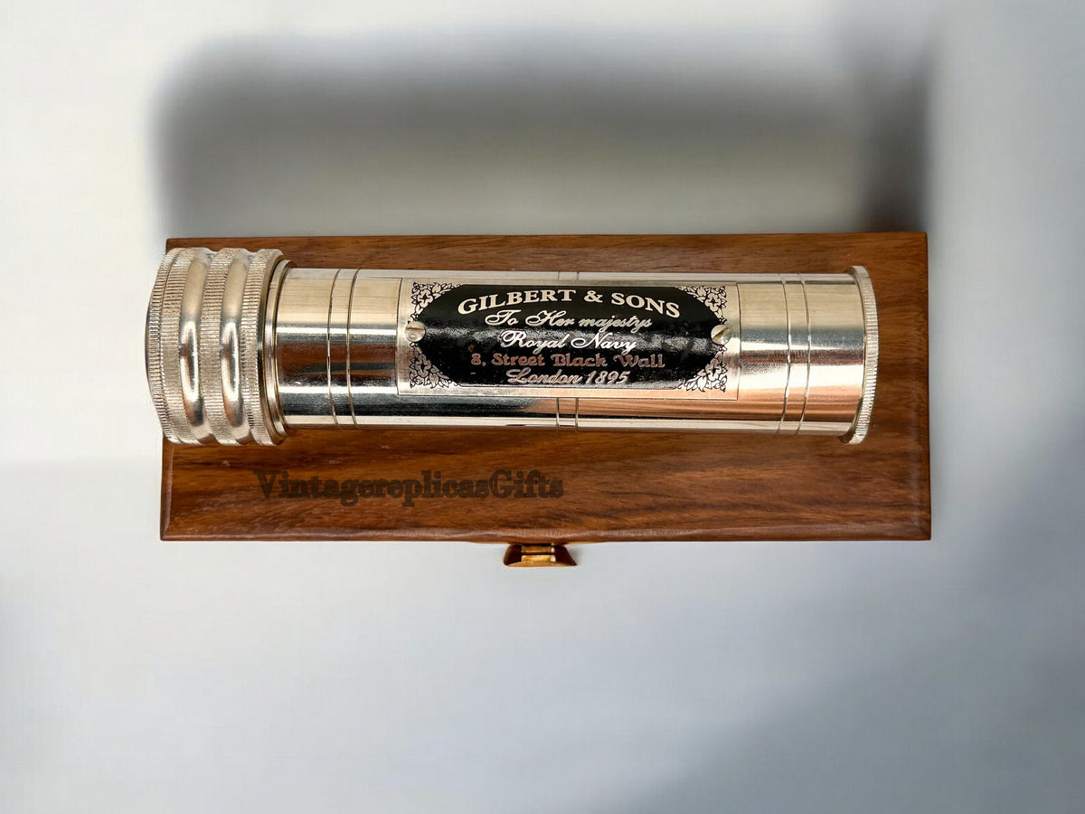 Vintage Brass Kaleidoscope With Wooden Box Wedding Gift For Adult And Kids
