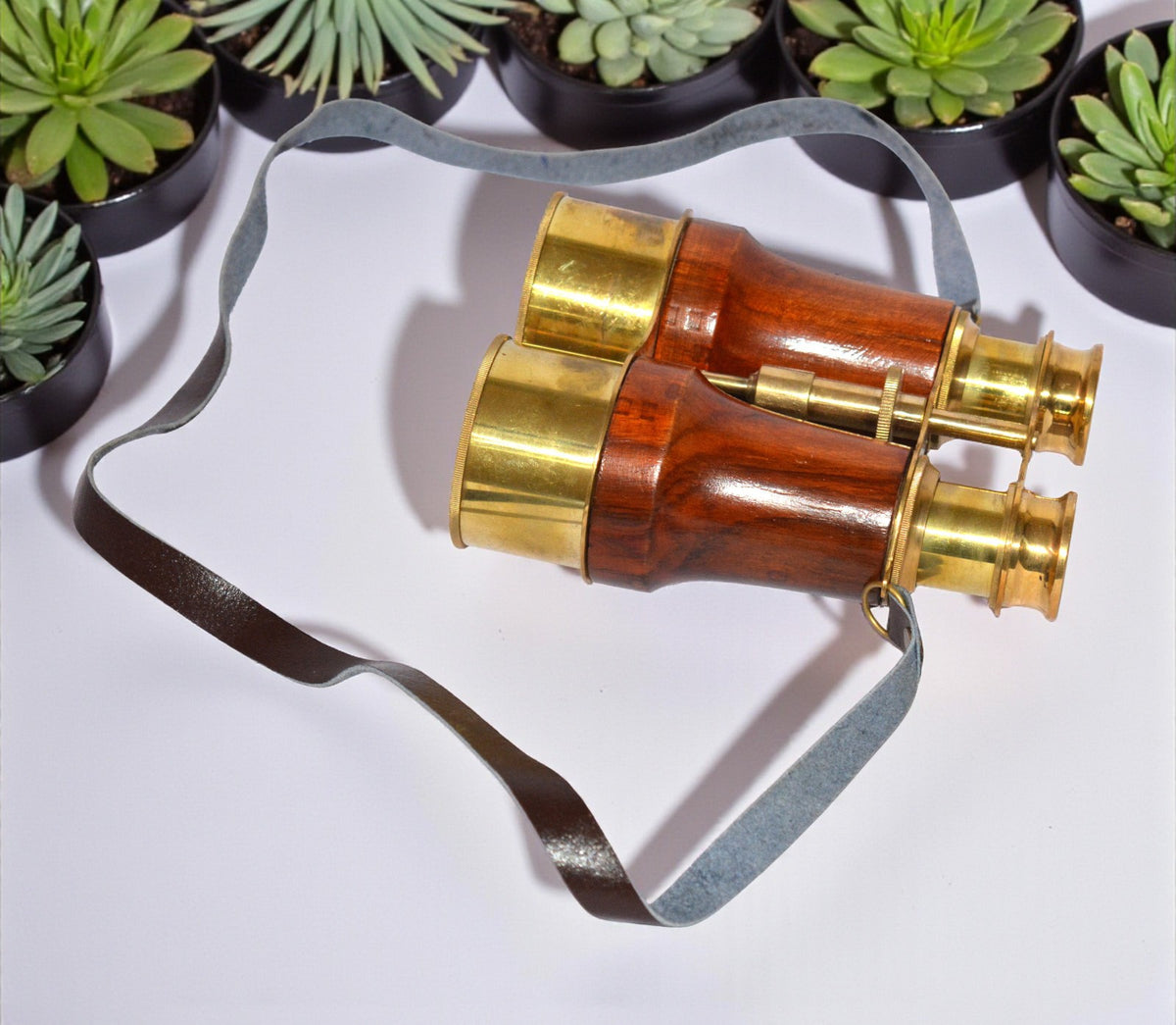 Antique Brass and wood Spyglass Binocular – Nautical Victorian Marine Style