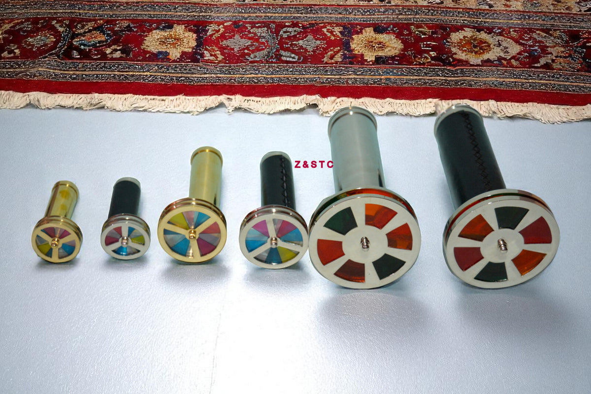 SET OF 6 HANDCRAFTED BRASS KALEIDOSCOPES VINTAGE STYLE COLLECTIBLE GIFTS