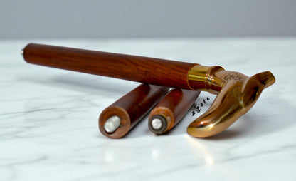 Vintage Wooden Walking Stick with Brass Eagle Handle – 36" Cane for Men