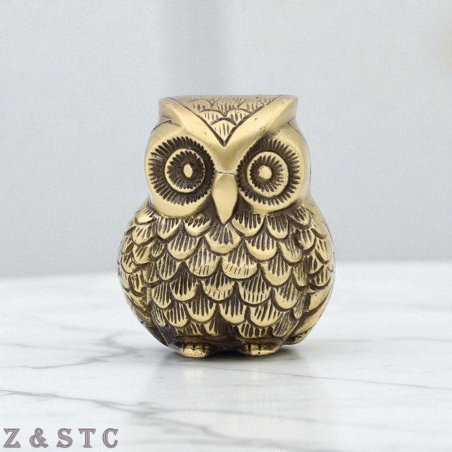 Handcrafted Brass Owl Figurine – Symbol of Wisdom for Home or Office Decor