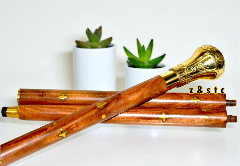 Handcrafted Victorian Walking Stick – Solid Wood & Brass Design