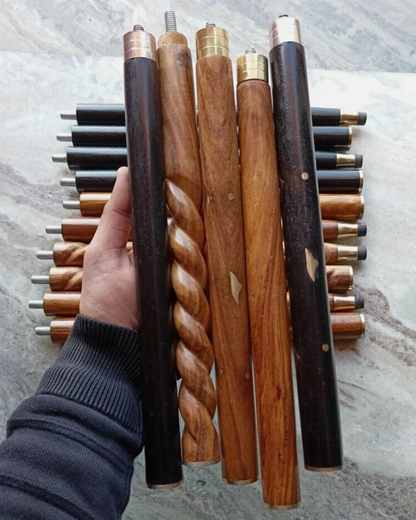 Set of 5 Wooden Walking Stick Shafts | 3-Fold Cane Replacement Poles