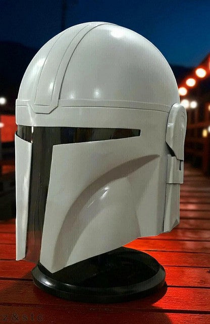 Medieval Steel Armor Mandalorian Helmet Full White Finish Cosplay & Collectible