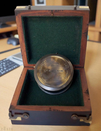 Antique Brass London Navy Measuring Tape – Vintage Desktop with Rosewood Box