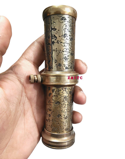 Handcrafted Brass Kaleidoscope Vintage Style Optical Toy with Antique Finish