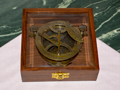 Decorative Brass Compass with Transparent Wooden Case – Explorer’s Gift