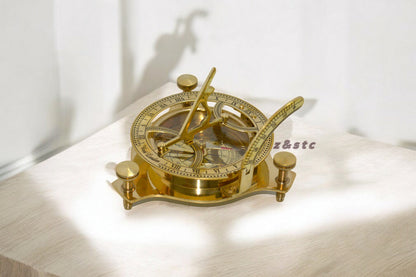 Nautical Brass Sundial Compass – Working Antique Style Compass for Outdoor Use